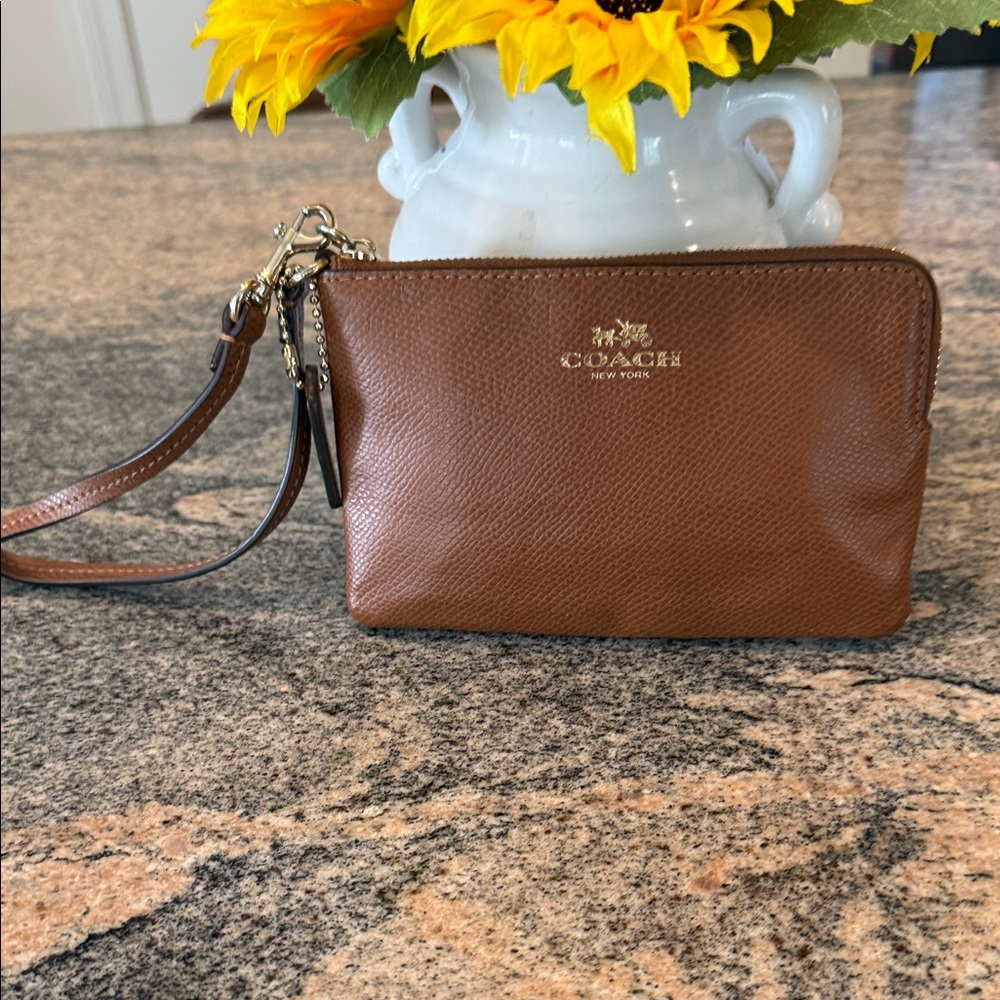 Coach Tan Leather Wristlet